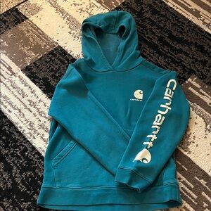 Carhartt Blue Hoodie with Sleeve Logo